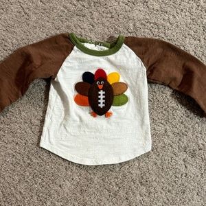 Mud Pie Thanksgiving Turkey Long 3/4 Sleeve Shirt, SIZE 12-18mos